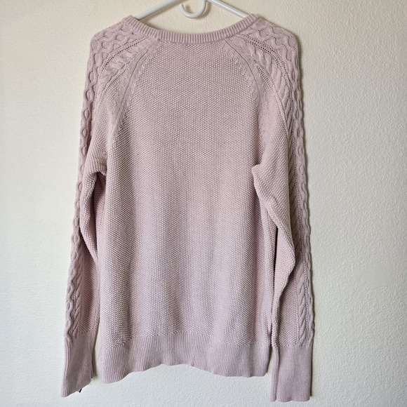 Gap Women's Sz XL Cable Knit Sweater Fisherman Chunky Blush Pink Preppy Academia - Picture 5 of 7
